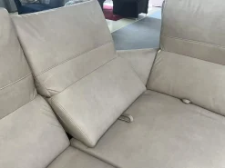 Wohnlandschaft Amalfi Leder Evita Ecru Beige Grau Füße Metallkufe Schwarz Lackiert Mit Elektrische Relaxverstellung