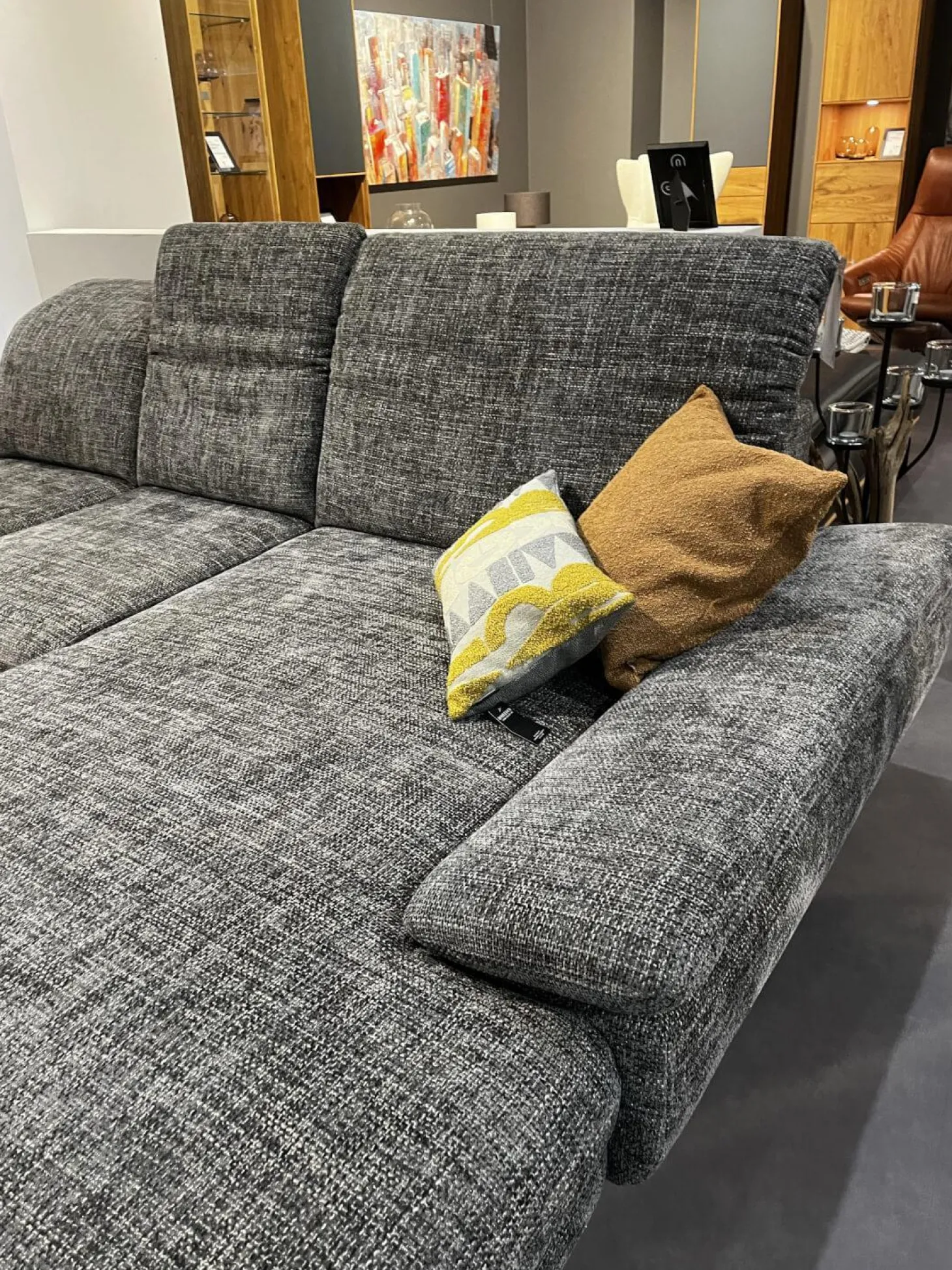 Wohnlandschaft Bailey Stoff Renegade 168 Plumb Grau Metallfüße Schwarz