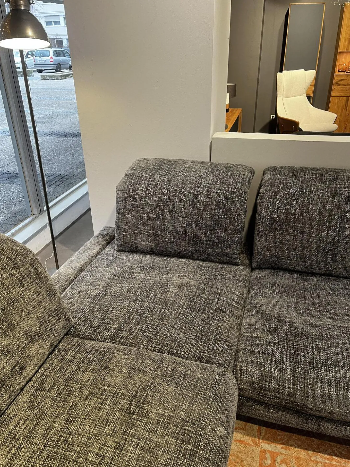 Wohnlandschaft Bailey Stoff Renegade 168 Plumb Grau Metallfüße Schwarz