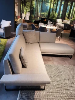 Wohnlandschaft Cara Stoff 14.162 Steingrau Fuß Kufe Stahl Schwarz