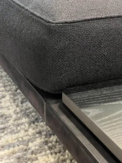 Wohnlandschaft Dylan Stoff Ginza Col. 09 Nero Schwarz Basis Leder Nabuk Kufen Zinnfarbig