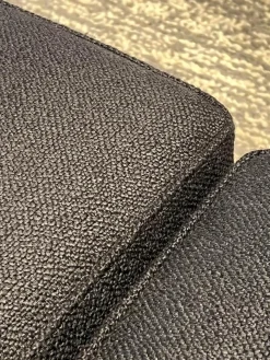 Wohnlandschaft Dylan Stoff Ginza Col. 09 Nero Schwarz Basis Leder Nabuk Kufen Zinnfarbig