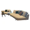 Wohnlandschaft Ecksofa Long Island Stoff T BW1763-575 Creme Metallfuß Matt Bronze