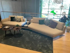 Wohnlandschaft Ecksofa Long Island Stoff T BW1763-575 Creme Metallfuß Matt Bronze