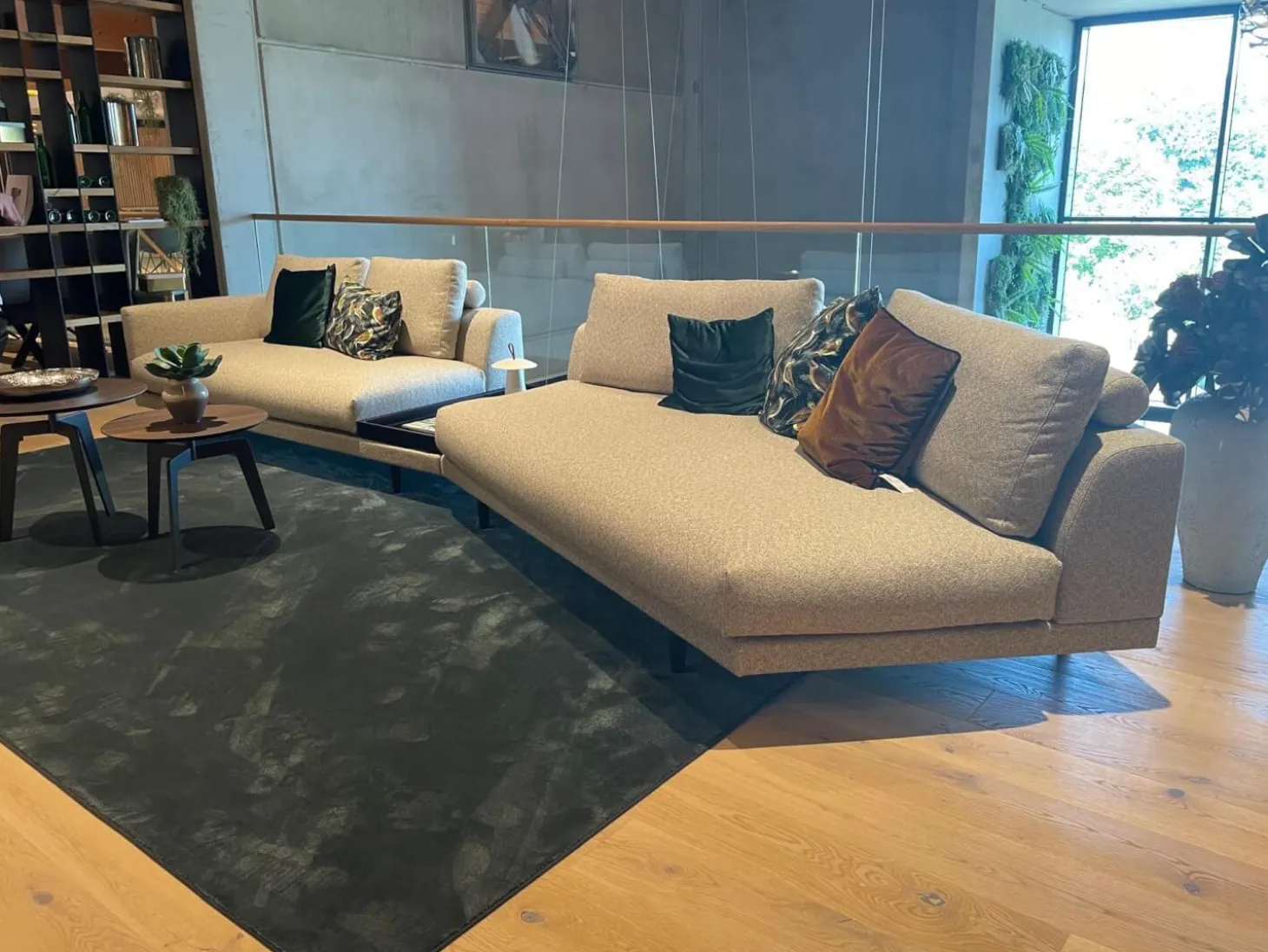 Wohnlandschaft Ecksofa Long Island Stoff T BW1763-575 Creme Metallfuß Matt Bronze