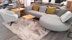 Wohnlandschaft Garda Stoff 0634/08 & 1710/ 18 Grau Füße Schwarz Matt mit drehbarem Clubsessel