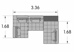Wohnlandschaft Lawrence Clan Leder Nabuk 08 Tortora Braun Grau Stoff Aida 06 Peltro Braun Grau Stoff Hunt 21 Verde Olio Grau Grün Füße Massiveholz Grau