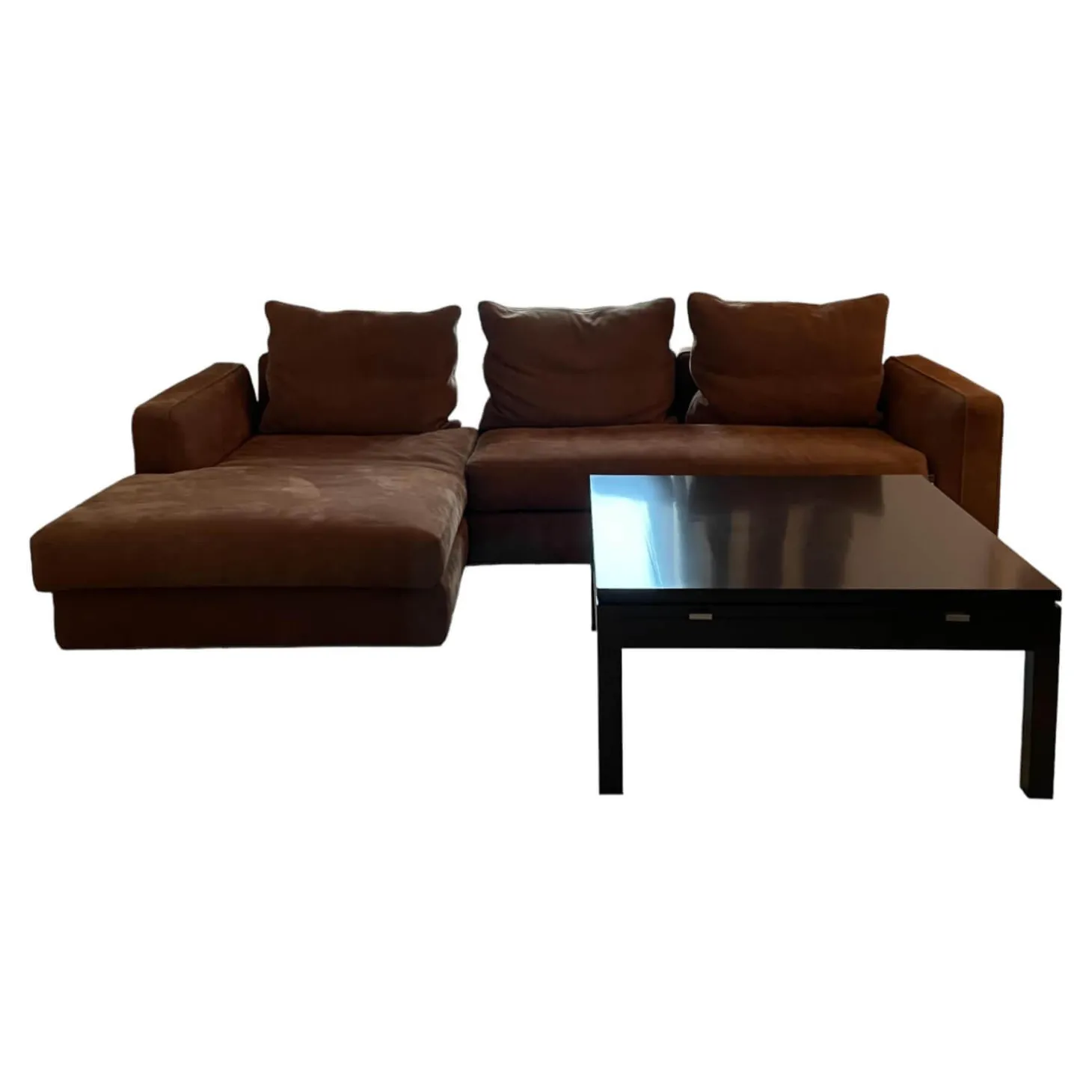 Wohnlandschaft Leder Nabuk 20 Marrone Fuß Chrom