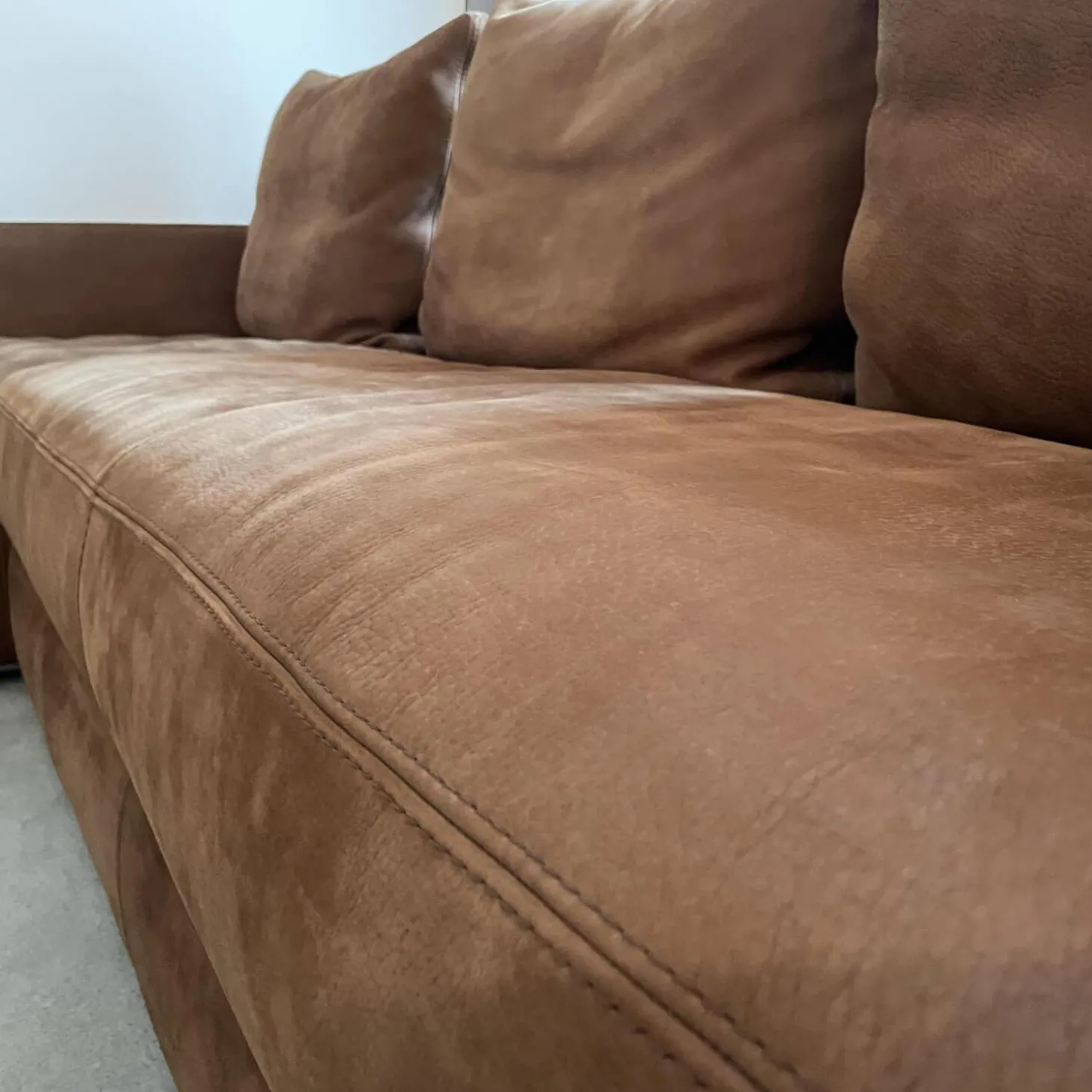 Wohnlandschaft Leder Nabuk 20 Marrone Fuß Chrom