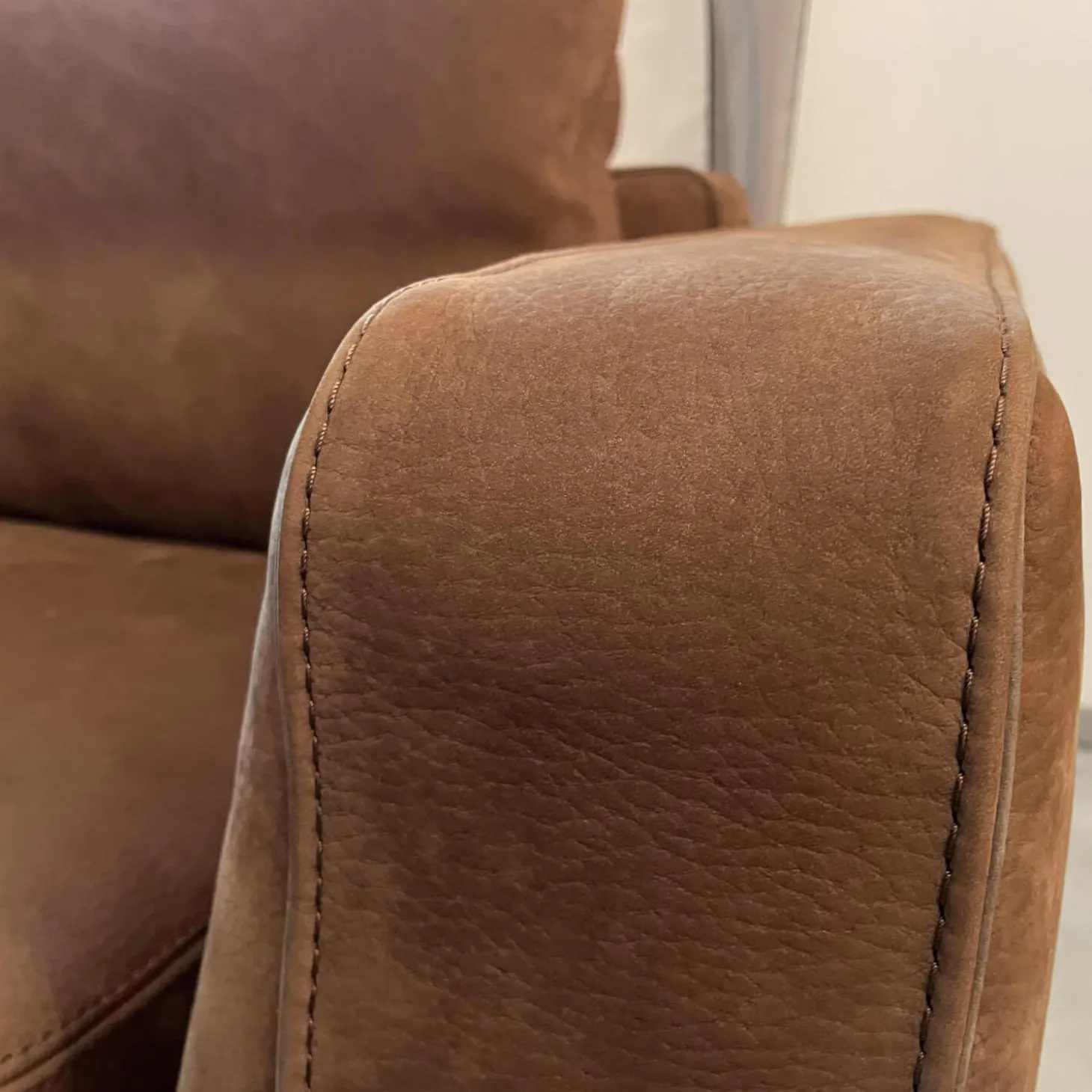 Wohnlandschaft Leder Nabuk 20 Marrone Fuß Chrom