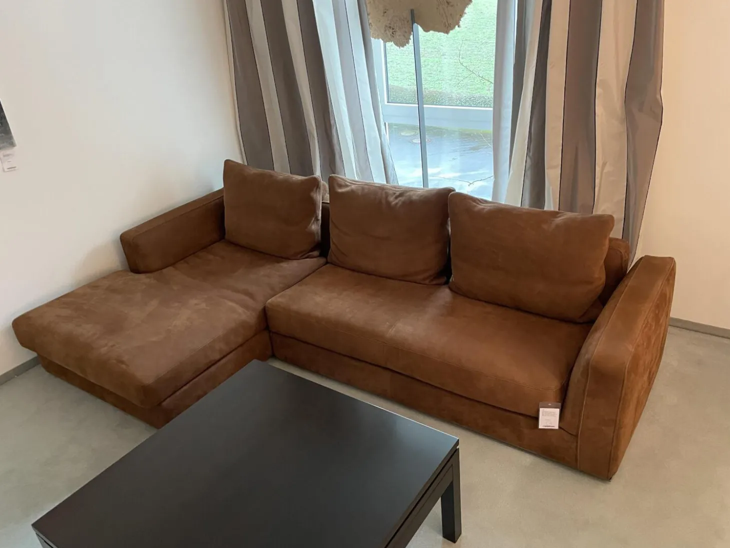 Wohnlandschaft Leder Nabuk 20 Marrone Fuß Chrom