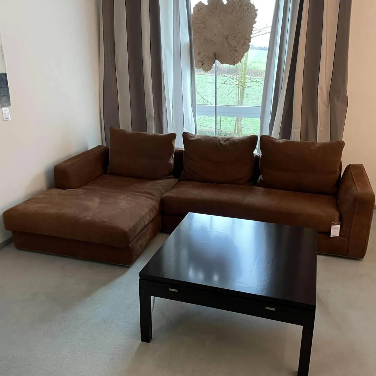 Wohnlandschaft Leder Nabuk 20 Marrone Fuß Chrom