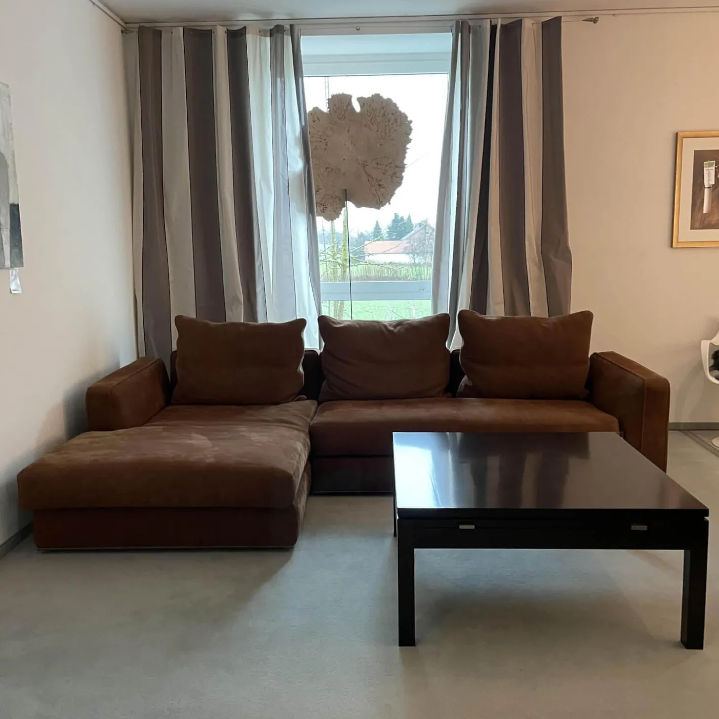 Wohnlandschaft Leder Nabuk 20 Marrone Fuß Chrom