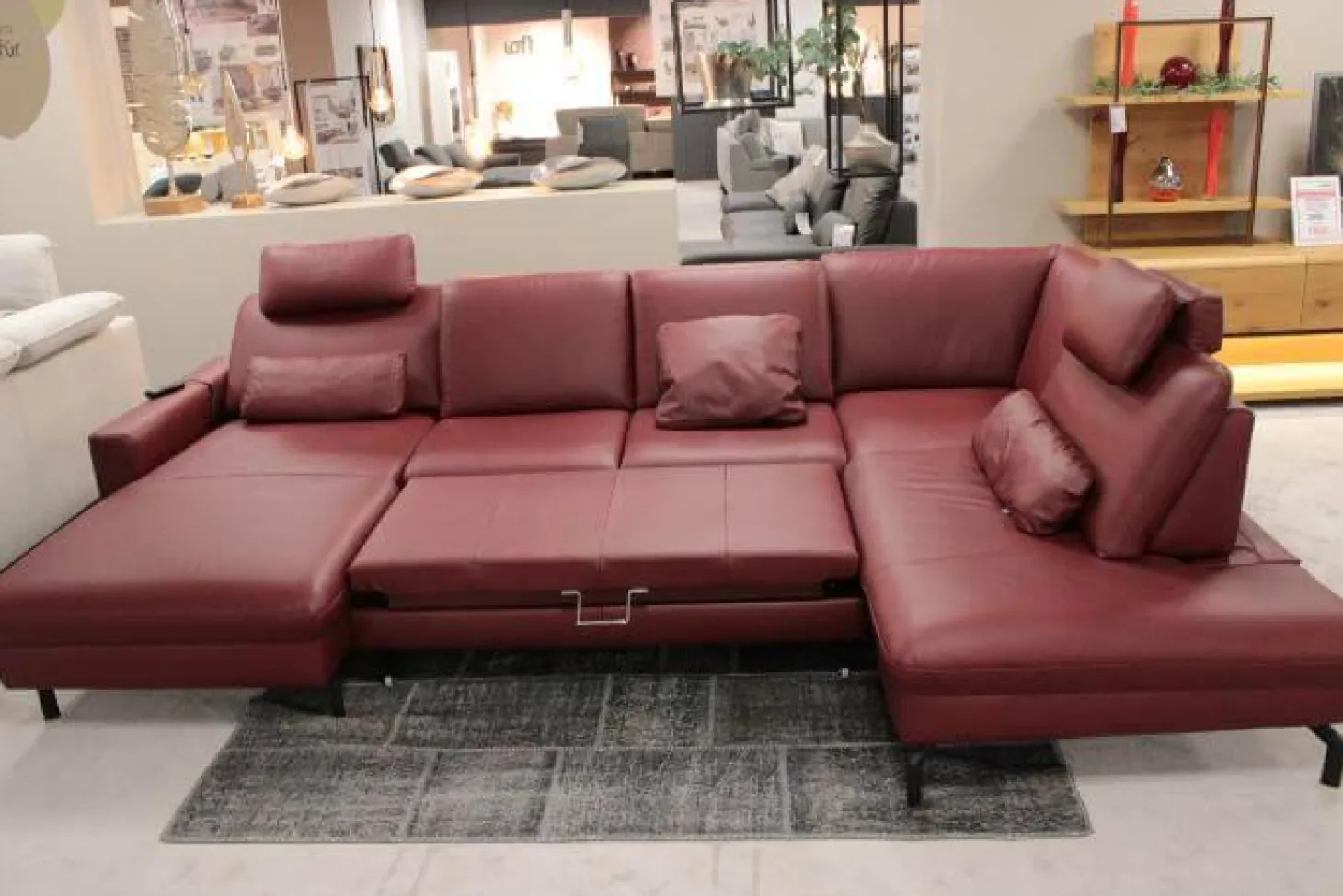 Wohnlandschaft Leonore Leder Longlife 160 Vivre Barolo Rot