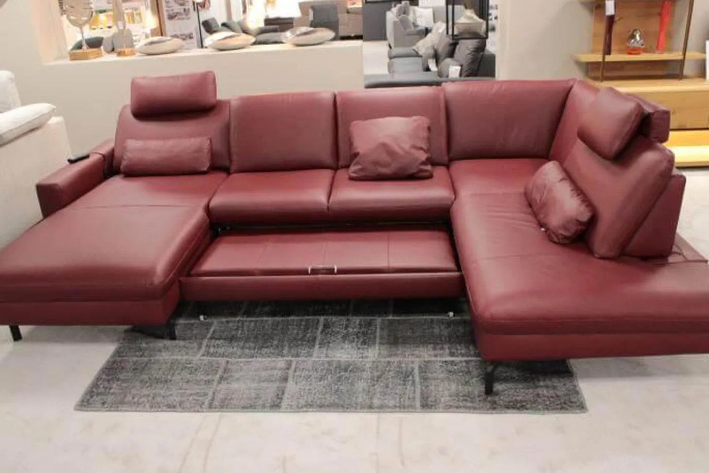 Wohnlandschaft Leonore Leder Longlife 160 Vivre Barolo Rot