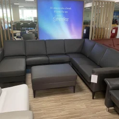 Wohnlandschaft Mit Hocker Leder Prime Anthrazit Fuß Metall Schwarz