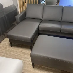 Wohnlandschaft Mit Hocker Leder Prime Anthrazit Fuß Metall Schwarz