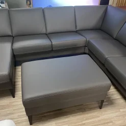 Wohnlandschaft Mit Hocker Leder Prime Anthrazit Fuß Metall Schwarz