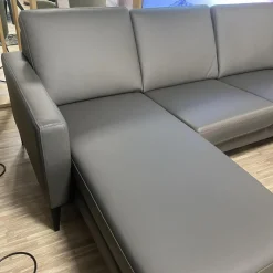 Wohnlandschaft Mit Hocker Leder Prime Anthrazit Fuß Metall Schwarz