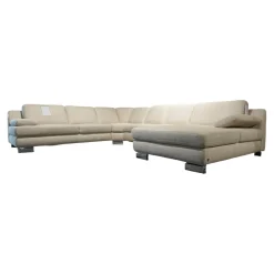 Wohnlandschaft MR 360-Soft Stoff JAB 15070 Grau Metallfuß Chrom Mit Relaxfunktion Inklusive 3 Kissen