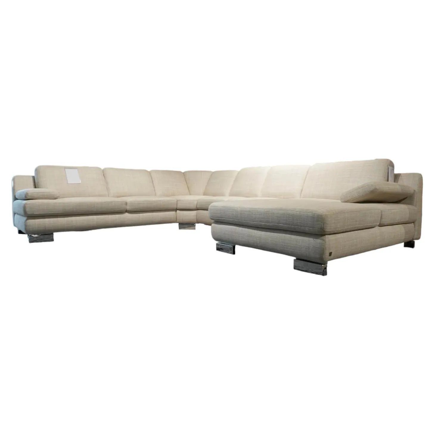 Wohnlandschaft MR 360-Soft Stoff JAB 15070 Grau Metallfuß Chrom Mit Relaxfunktion Inklusive 3 Kissen