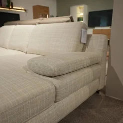 Wohnlandschaft MR 360-Soft Stoff JAB 15070 Grau Metallfuß Chrom Mit Relaxfunktion Inklusive 3 Kissen