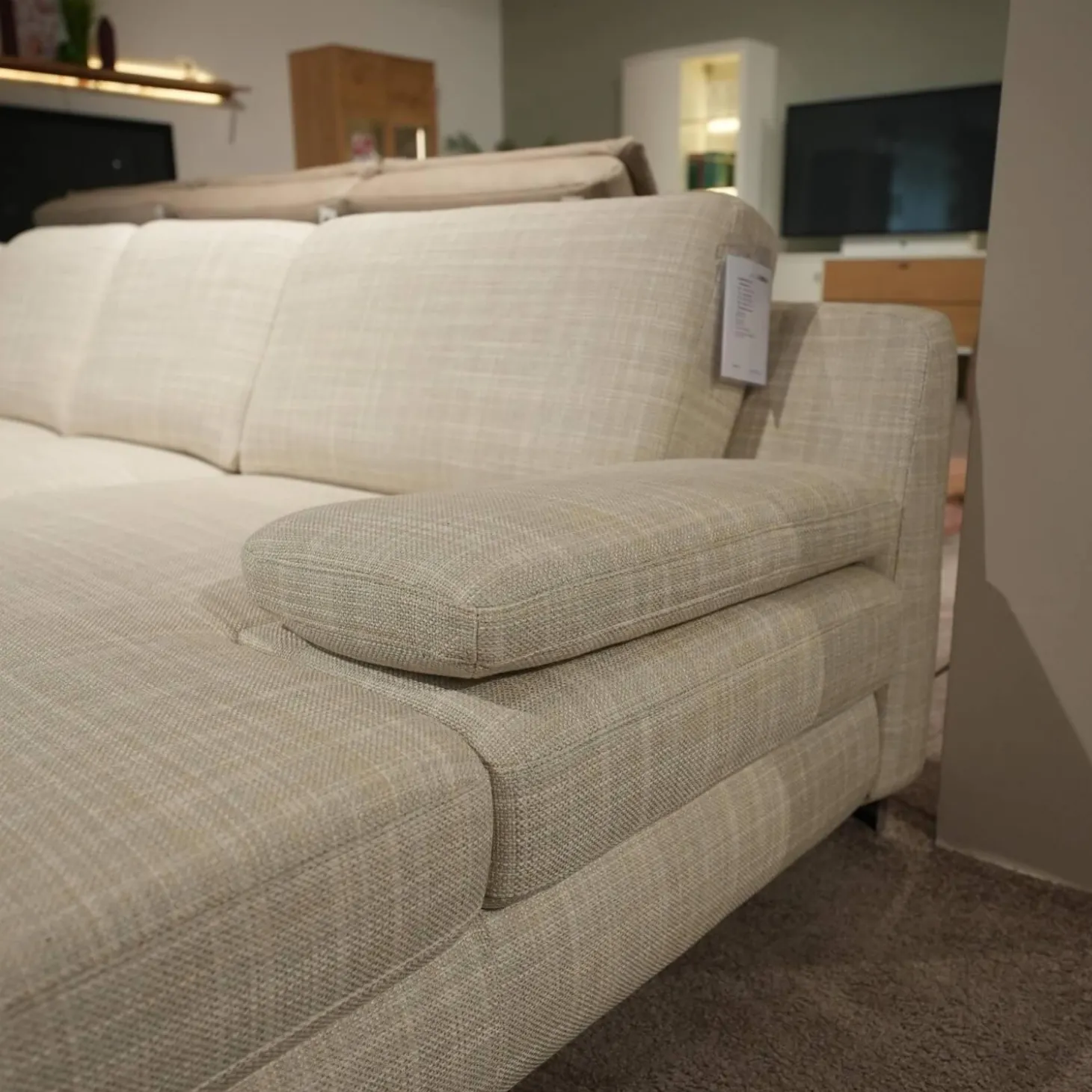 Wohnlandschaft MR 360-Soft Stoff JAB 15070 Grau Metallfuß Chrom Mit Relaxfunktion Inklusive 3 Kissen