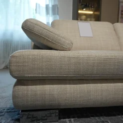 Wohnlandschaft MR 360-Soft Stoff JAB 15070 Grau Metallfuß Chrom Mit Relaxfunktion Inklusive 3 Kissen