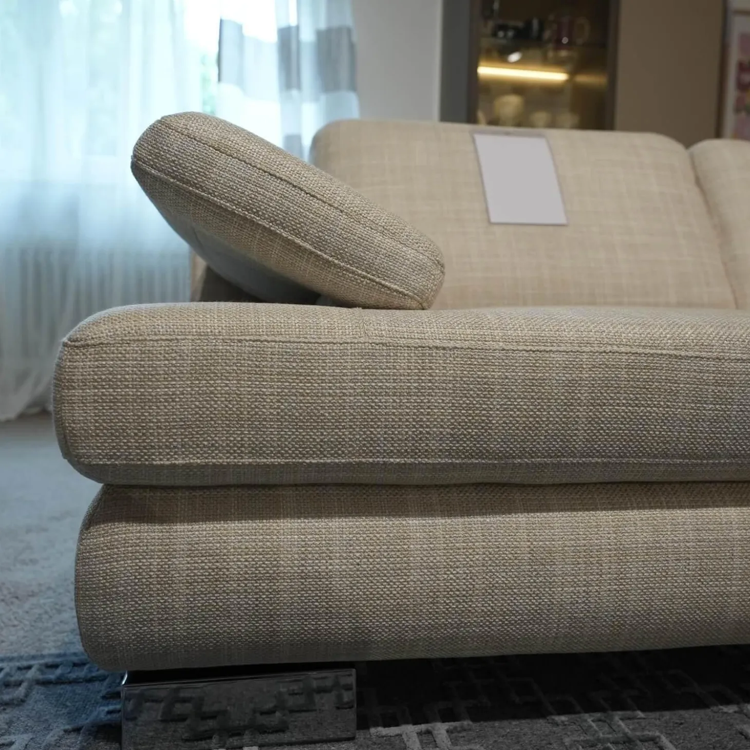 Wohnlandschaft MR 360-Soft Stoff JAB 15070 Grau Metallfuß Chrom Mit Relaxfunktion Inklusive 3 Kissen