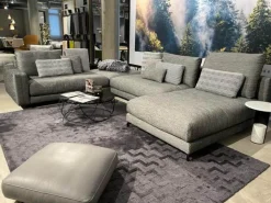 Wohnlandschaft Nuvola Stoff 17.100 Schwarz-Weiß mit 12 Kissen