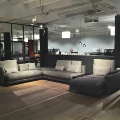 Wohnlandschaft Nuvola Stoff 17.100 Schwarz-Weiß Gemustert 437x292