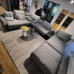 Wohnlandschaft Nuvola Textilgewebe Schwarz Weiß Gemischt Fuß Aluminium Verkehrsschwarz RAL 9017 Lackiert Mit Kissen