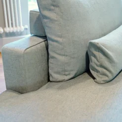 Wohnlandschaft Octave Bezug Stoff Wing WG243 Grau Grün Gestell Metall Zinnfarbig Lackiert Inklusive Kissen