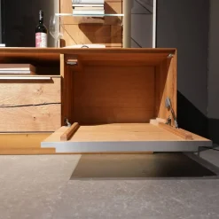 Wohnwand 2020 Asteiche Geölt Braun Glas Optiwhite Weiß