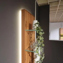 Wohnwand 2020 Asteiche Geölt Braun Glas Optiwhite Weiß