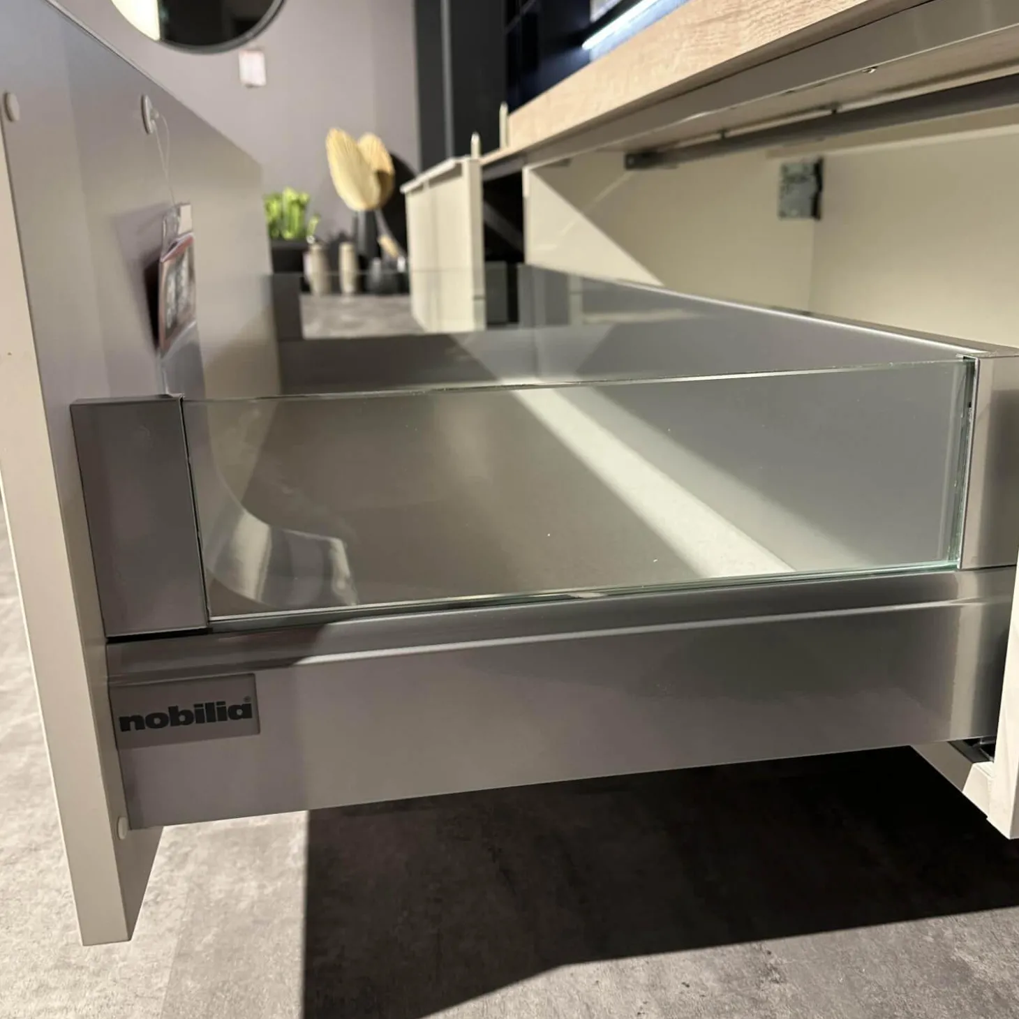 Wohnwand 945 Easytouch Lacklaminat Sand Beige Ultramatt Abdeckplatte Eiche Montreal