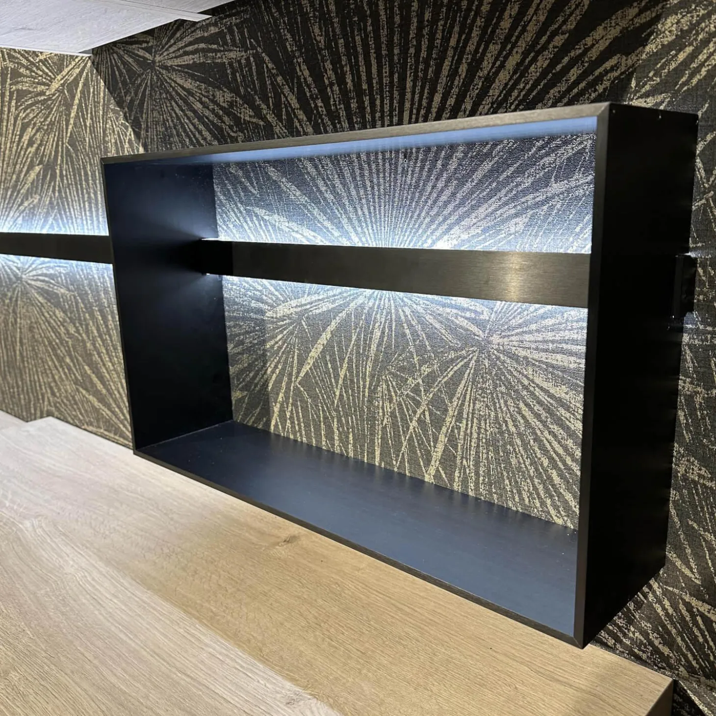 Wohnwand 945 Easytouch Lacklaminat Sand Beige Ultramatt Abdeckplatte Eiche Montreal