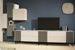 Wohnwand 419 Intono Glattlack Steingrau Rahmenfüße Schwarz