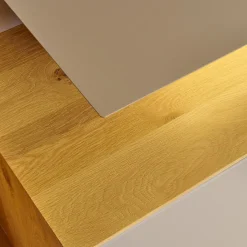 Wohnwand 2001 Kerneiche Natur Gebürstet Absetzungen Mattglas Naturgrau Mit Beleuchtung