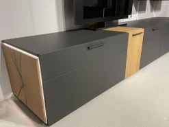 Wohnwand 2023 Lack Carbongrau Akzente Hirnholz Salzkammerguteiche Inklusive Beleuchtung