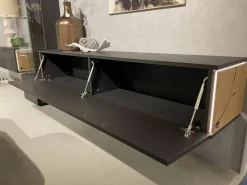 Wohnwand 2023 Lack Carbongrau Akzente Hirnholz Salzkammerguteiche Inklusive Beleuchtung Mit Fernsteuerung