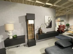 Wohnwand 2023 Lack Carbongrau Akzente Hirnholz Salzkammerguteiche Inklusive Beleuchtung Mit Fernsteuerung