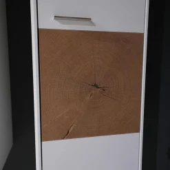 Wohnwand 2102 Mit Sideboard Und 2 Hängevitrinen Mattlack Weiß Matt Asteiche Hell Furniert