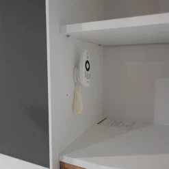 Wohnwand 2102 Mit Sideboard Und 2 Hängevitrinen Mattlack Weiß Matt Asteiche Hell Furniert