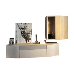 Wohnwand 420 Viva Holz Glattlack Steingrau Grau Mit Push-Beschlag