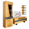 Wohnwand 2021 Vollholz Wildeiche Furniert Mattlack Beton Grau Griffe Und Füße Metall Effektlack Matt Grey Grau Glas Parasolglas Braun Mit Beleuchtung