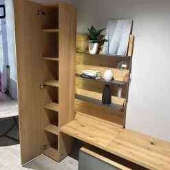 Wohnwand 2004 Wildeiche Rustiko Schwarz Und Echtholzfurnier Griff Aluminium Anthrazit Mit Beleuchtung