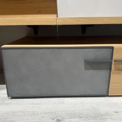 Wohnwand 2004 Wildeiche Rustiko Schwarz Und Echtholzfurnier Griff Aluminium Anthrazit Mit Beleuchtung