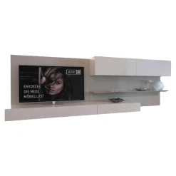 Wohnwand Alea Lack Matt Weiß Und Steingrau Inklusive Beleuchtung