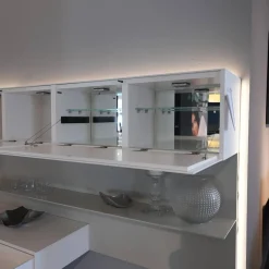 Wohnwand Alea Lack Matt Weiß Und Steingrau Inklusive Beleuchtung